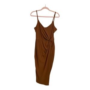 Nine Britton Brown Knit Spaghetti Strap Mini Pencil Dress size M